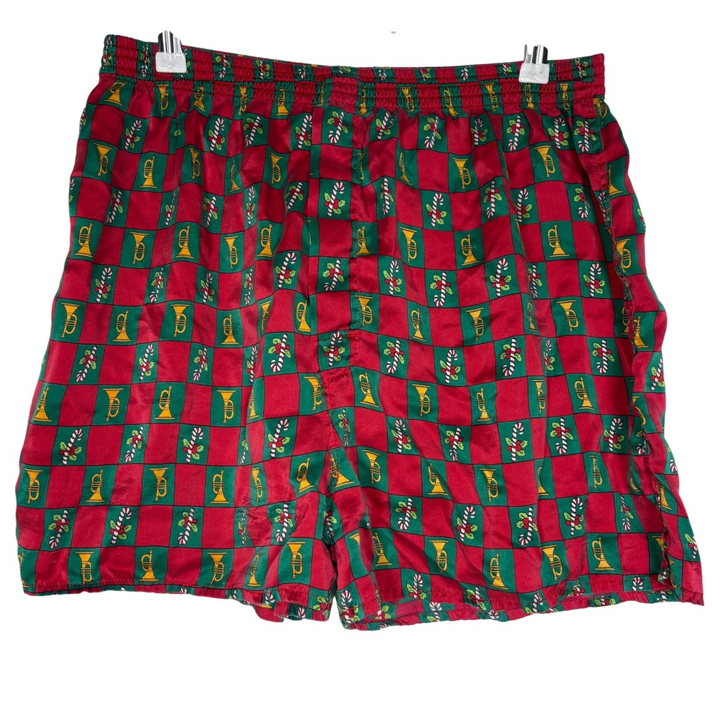 Jos. A. Bank Men's Large 100% Silk Christmas Holiday Candy Cane Trumpet Boxers